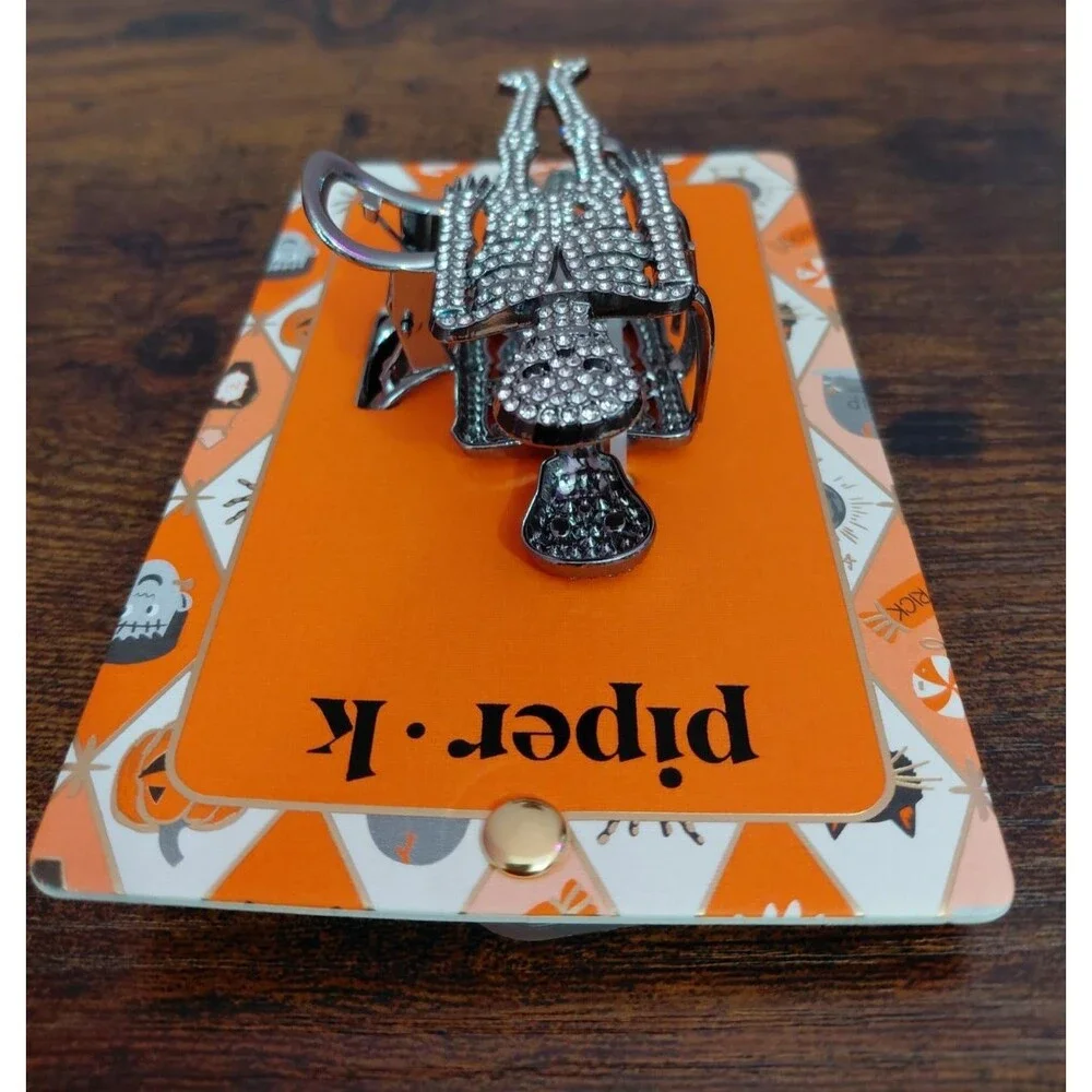 New Piper K Skelleton Hair Clip Metal Claw Enamel Rhinestones Halloween